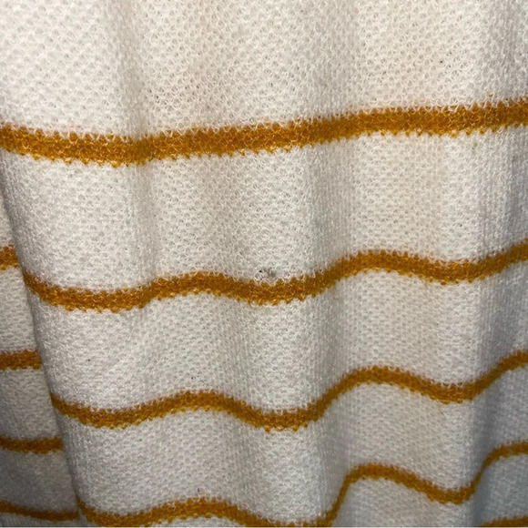 Abercrombie & Fitch White & Yellow Striped Zip Shoulder Sweater Large Women’s - Picture 5 of 11